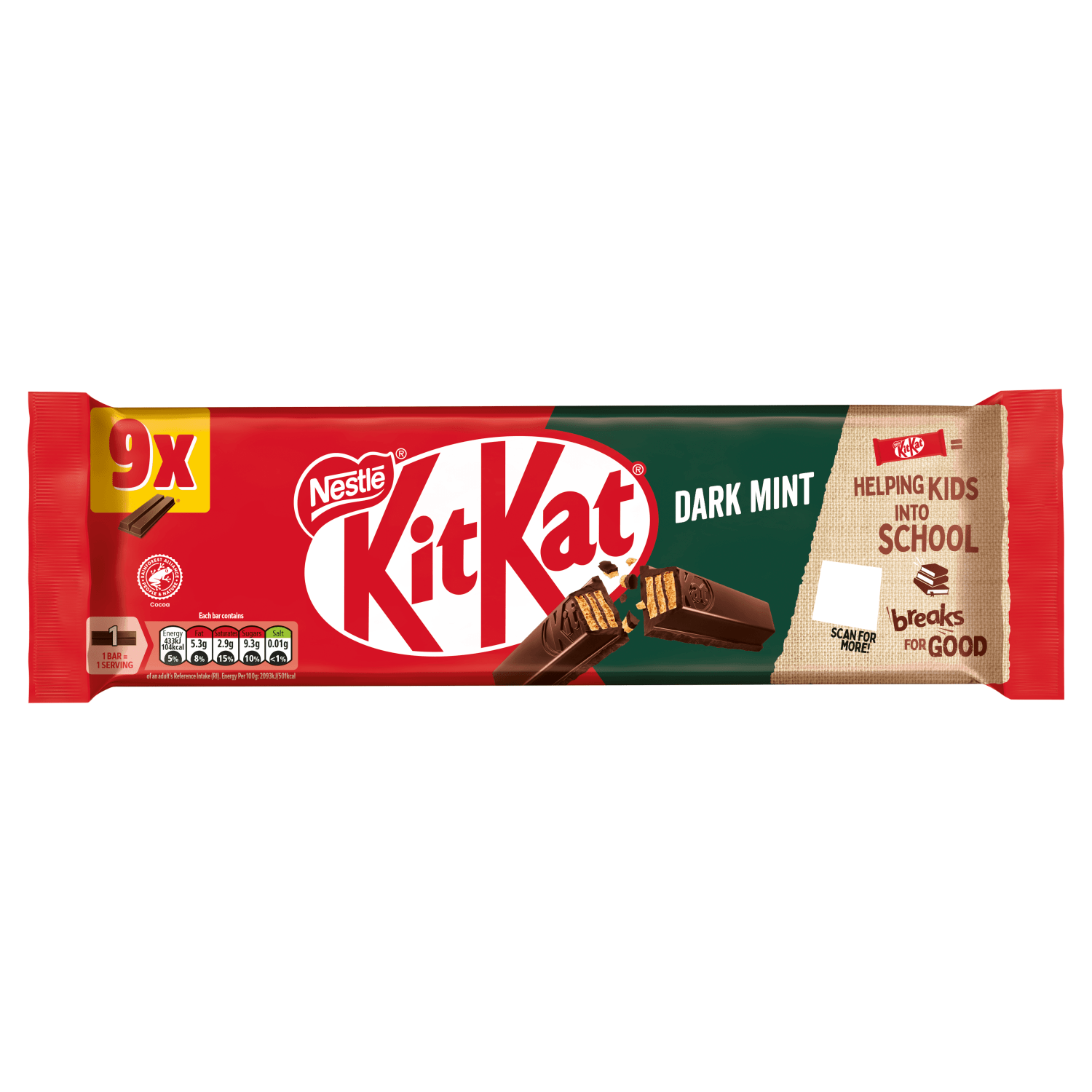 KitKat 2 Finger Dark Mint 9 x 20.7g (186.3g) - UK Food & Drink - 7613036099363