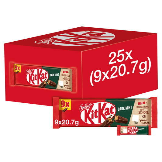 KitKat 2 Finger Dark Mint 9 x 20.7g (186.3g) - UK Food & Drink - 7613036099363