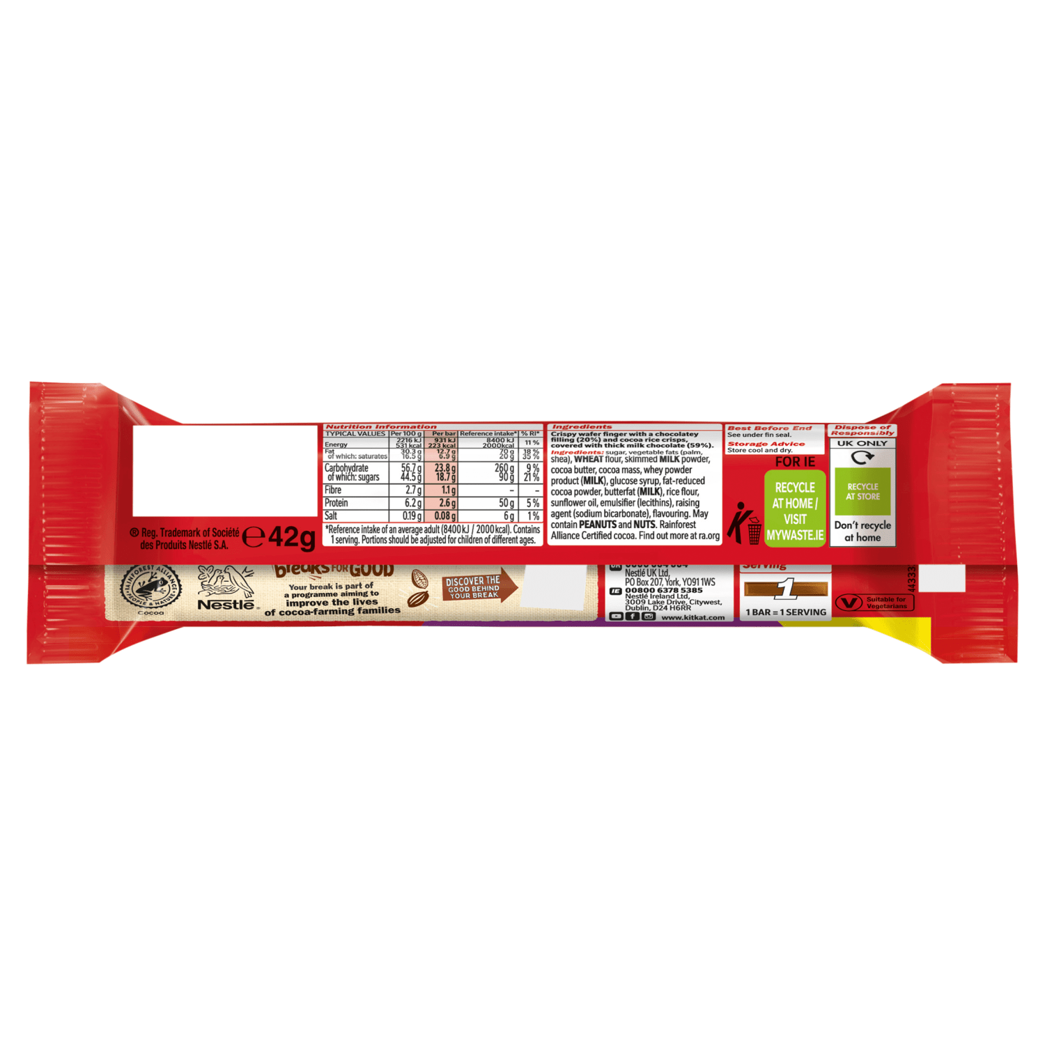 KitKat Chunky Crunchy Double Choc 42g - UK Food & Drink - 3800020492536