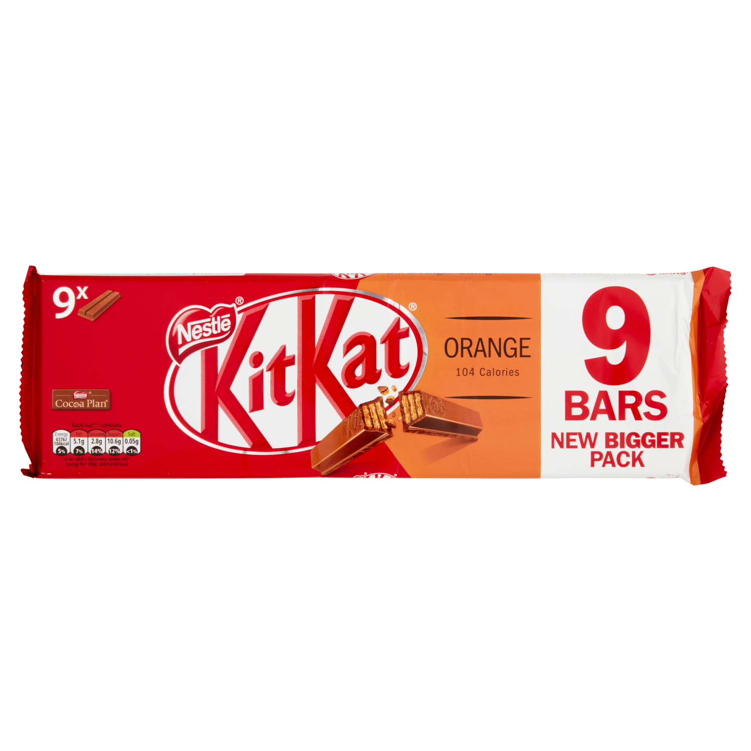 KitKat Finger Orange Chocolate Biscuit Bar 9 x 20.7g (186.3g) - UK Food & Drink - 7613036099325