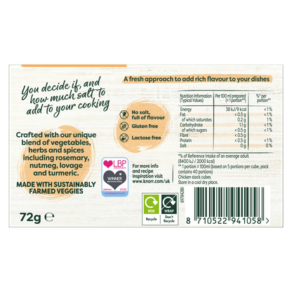 Knorr 8 Chicken Stock Cubes 72g - UK Food & Drink - 8710522941058