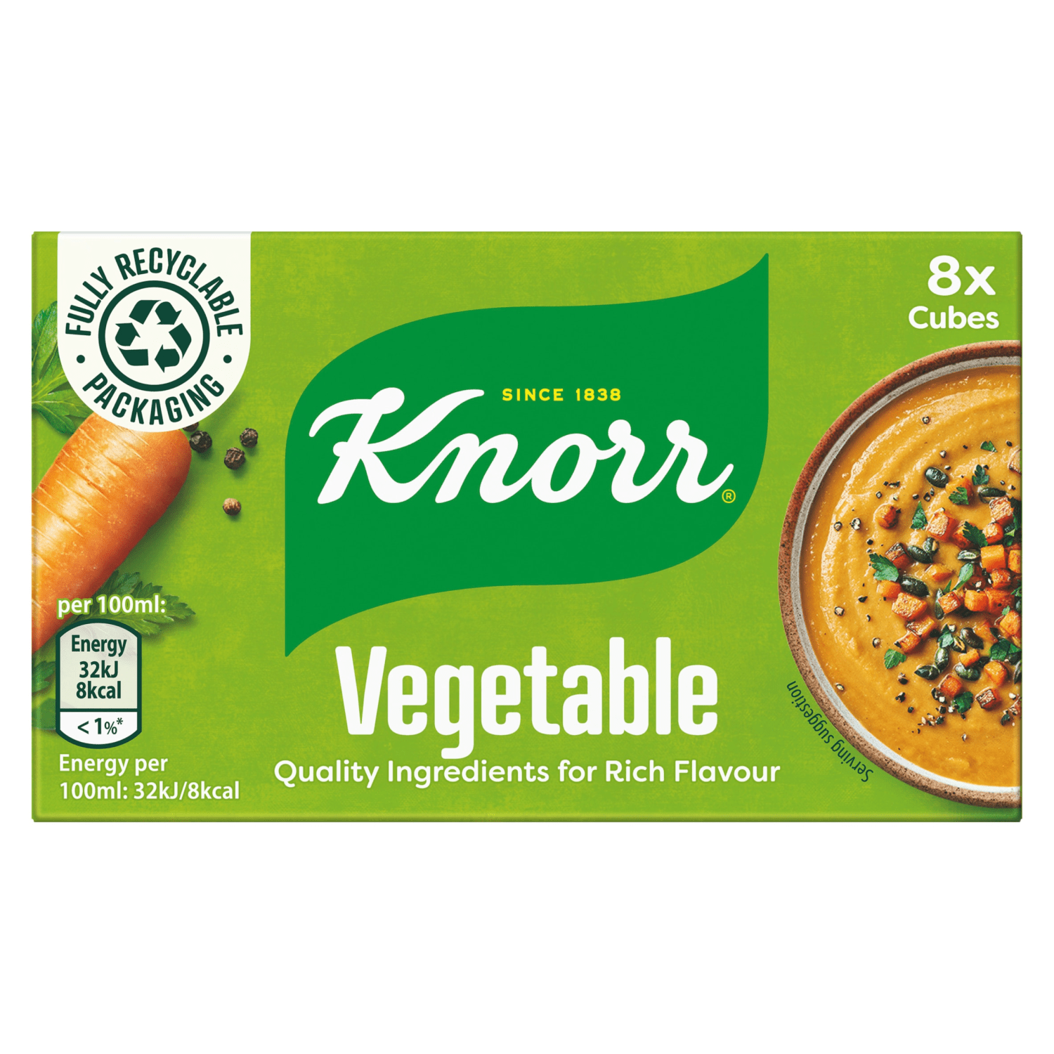 Knorr 8 Vegetable Stock Cube 80g - UK Food & Drink - 5000184161165