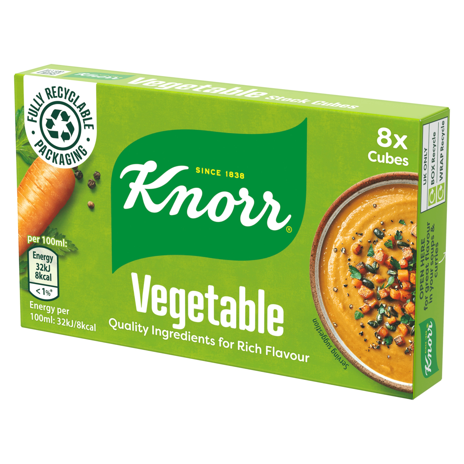 Knorr 8 Vegetable Stock Cube 80g - UK Food & Drink - 5000184161165