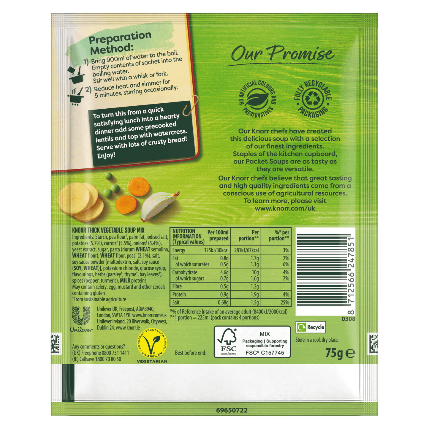 Knorr Dry Packet Soup Thick Vegetable 75 g - UK Food & Drink - 8712566247851