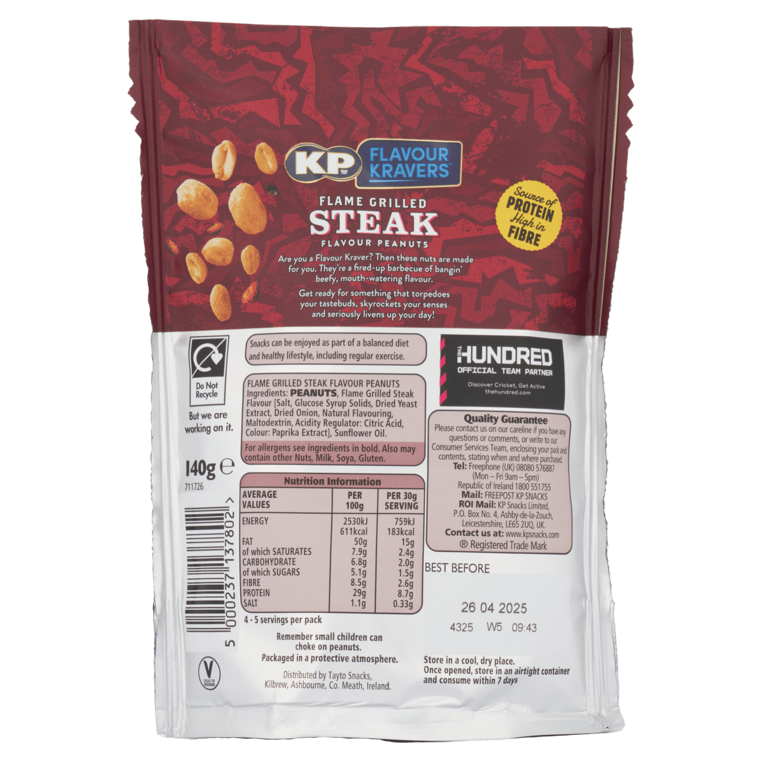 KP Flavour Kravers Flame Grilled Steak Flavour Peanuts 140g - UK Food & Drink - 5000237137802