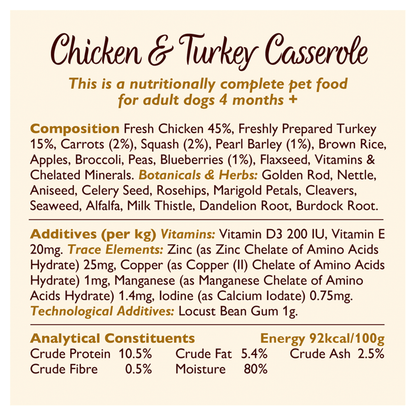 Lily's Kitchen Chicken & Turkey Casserole Adult Wet Dog Food 400g - UK Food & Drink - 5060184240000