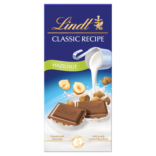 Lindt Classic Recipe Milk Hazelnut Chocolate Bar 100g - UK Food & Drink - 3046920021890