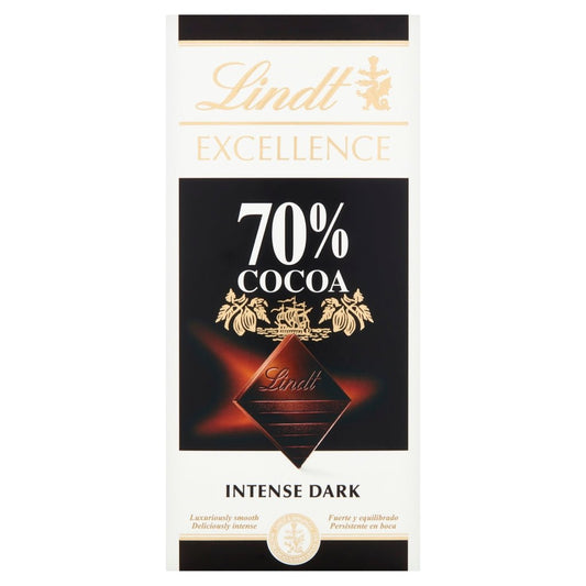 Lindt Excellence Dark 70% Cocoa Chocolate Bar 100g - UK Food & Drink - 3046920028004