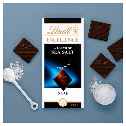 Lindt Excellence Dark Sea Salt Chocolate Bar 100g - UK Food & Drink - 3046920029674