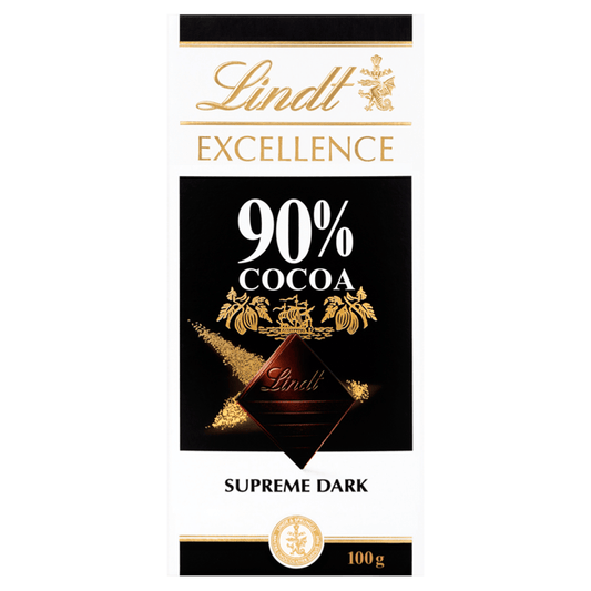 Lindt Excellence Intense Dark 90% Cocoa Chocolate Bar 100g - UK Food & Drink - 3046920029759