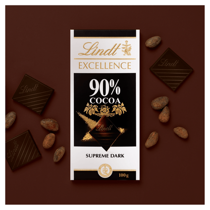 Lindt Excellence Intense Dark 90% Cocoa Chocolate Bar 100g - UK Food & Drink - 3046920029759