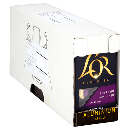 L'OR Espresso Supremo Intensity 10 Aluminium Coffee Pods x10 - UK Food & Drink - 8711000362594