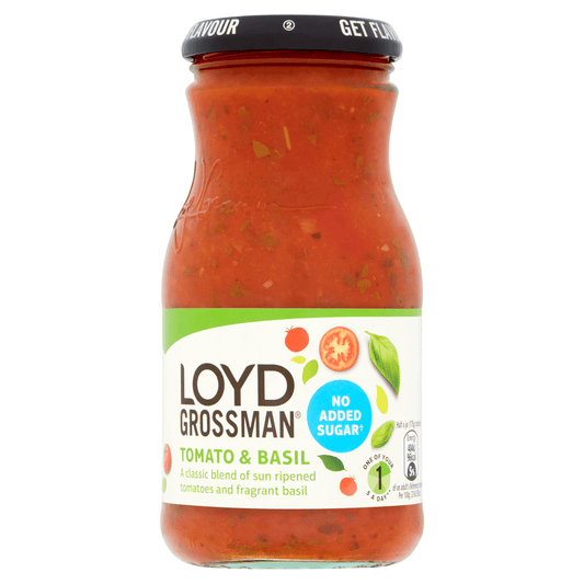 Loyd Grossman Tomato & Basil No Added Sugar 350g - UK Food & Drink - 5000354910678