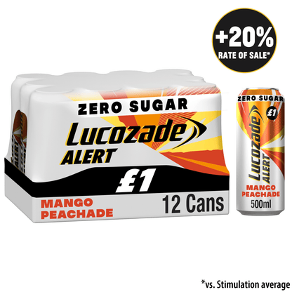 Lucozade Alert Zero Mango & Peach Caffeine Energy Drink 500ml £1 PMP - UK Food & Drink - 5054267013810