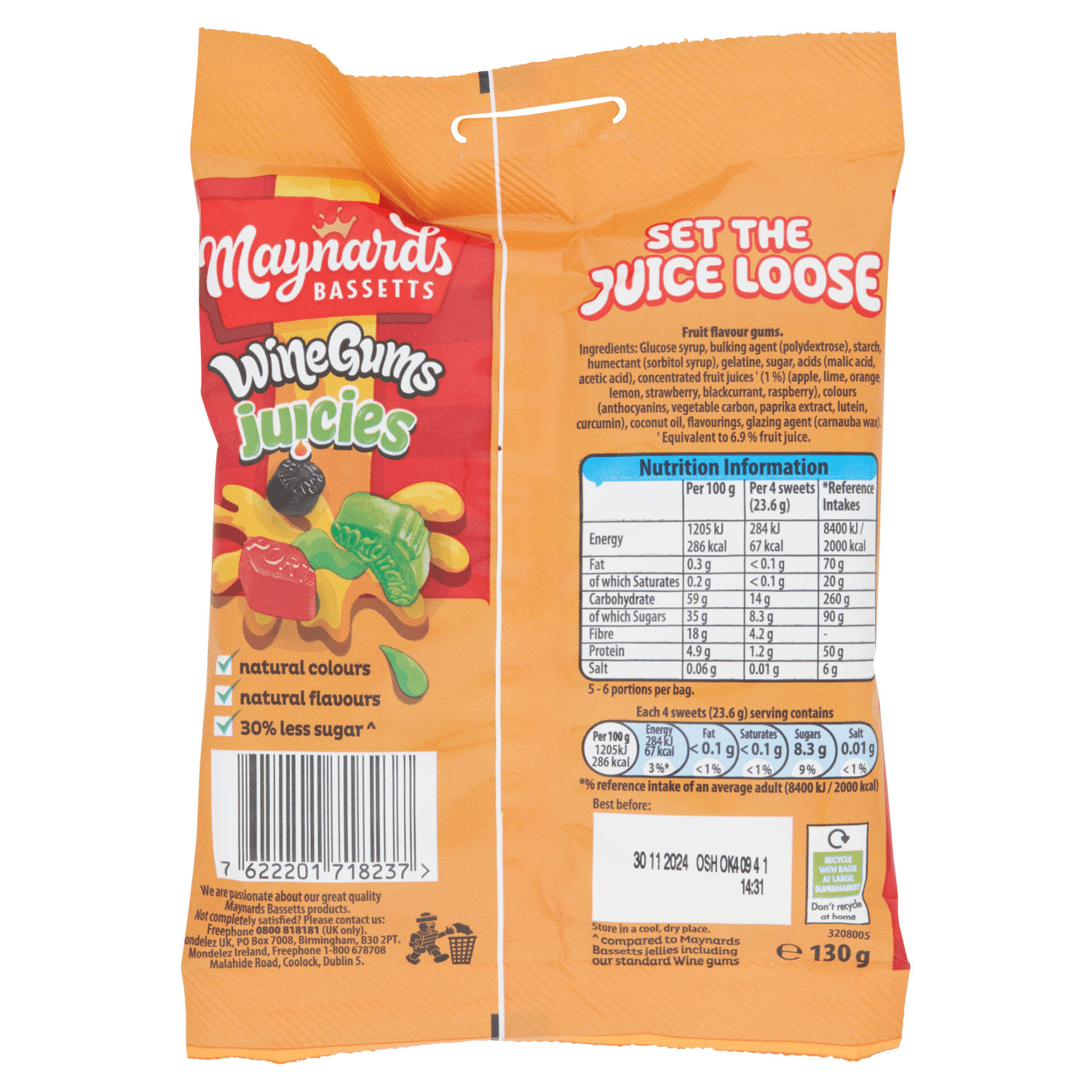 Maynards Bassetts Wine Gums Juicies 130g - UK Food & Drink - 7622201718237