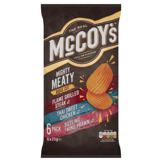 McCoy's Mighty Meaty Ridge Cut 6 x 25g - UK Food & Drink - 5000237130070