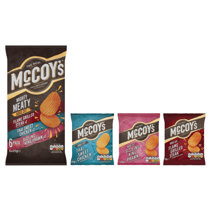 McCoy's Mighty Meaty Ridge Cut 6 x 25g - UK Food & Drink - 5000237130070