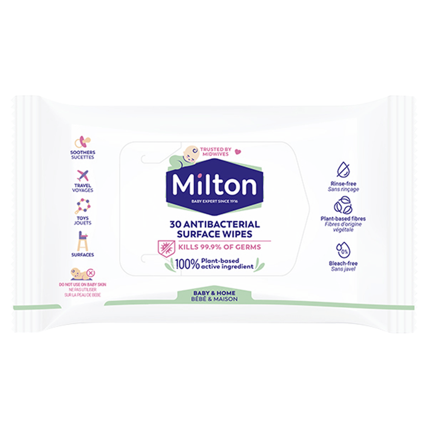 Milton 30 Antibacterial Surface Wipes - UK Food & Drink - 3361370018994
