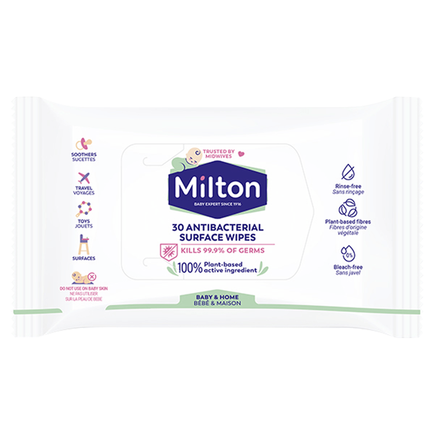 Milton 30 Antibacterial Surface Wipes - UK Food & Drink - 3361370018994