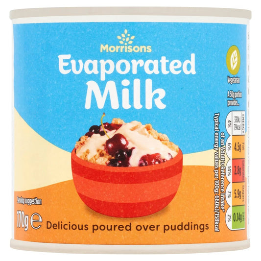 Morrisons Evaporated Milk Full Cream 170g - UK Food & Drink - 5010251672838