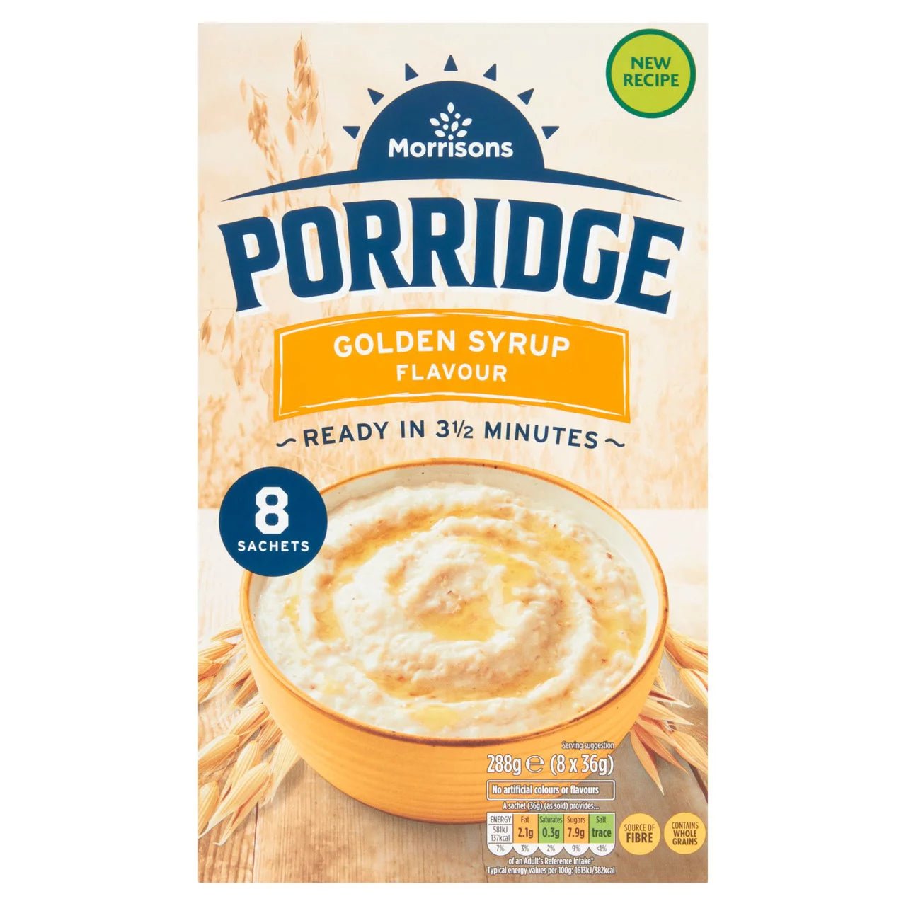 Morrisons Golden Syrup Porridge Sachets 8 pack - UK Food & Drink - 5010251541233