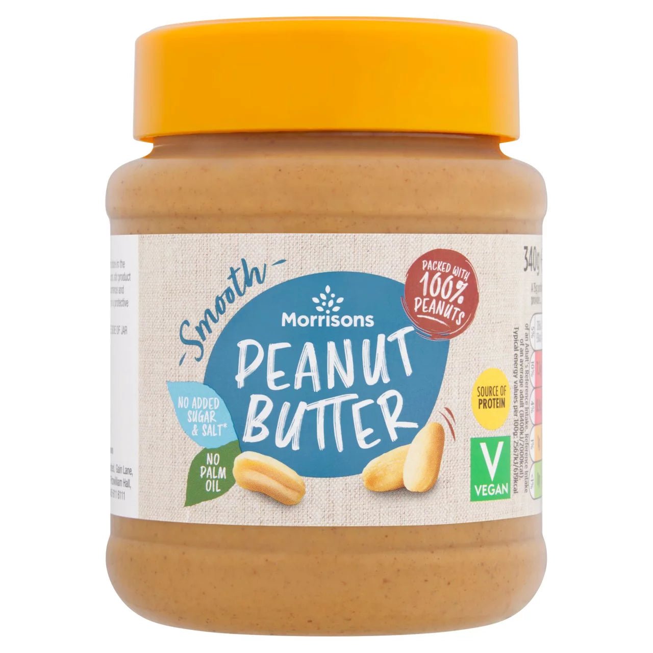 Morrisons Peanut Butter 100% Peanuts Smooth 340g - UK Food & Drink - 5010251767435