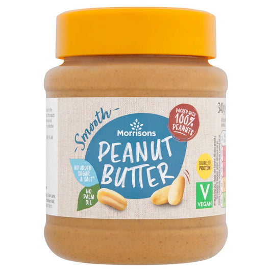 Morrisons Peanut Butter 100% Peanuts Smooth 340g - UK Food & Drink - 5010251767435