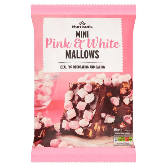 Morrisons Pink And White Mini Mallows 180g - UK Food & Drink - 5010251522669