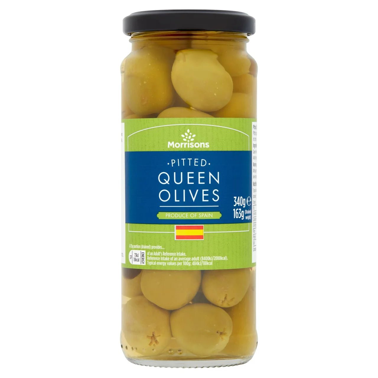 Morrisons Pitted Queen Olives in Brine 340g - UK Food & Drink - 5010251508533