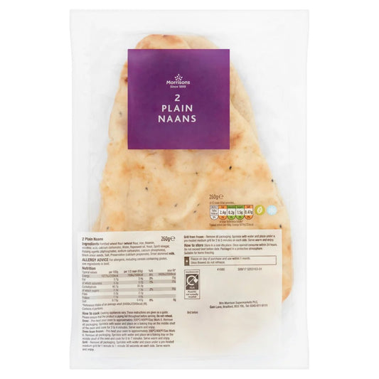 Morrisons Plain Naan Bread 2 pack - UK Food & Drink - 5010251561408