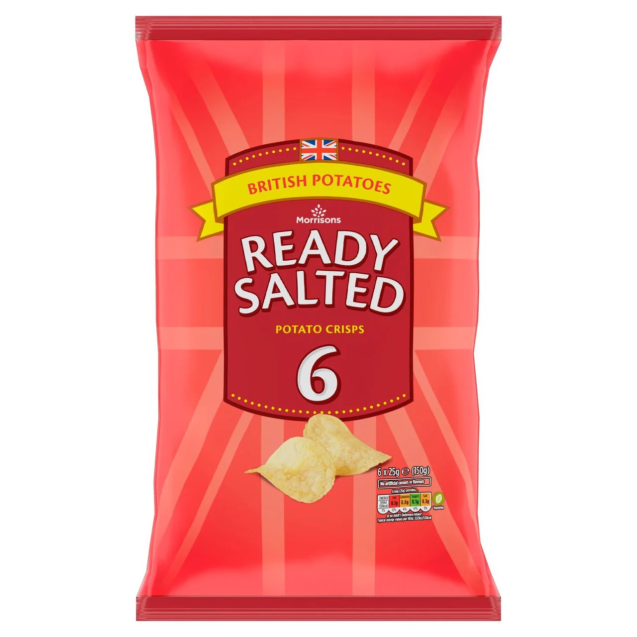Morrisons Ready Salted Crisps 6 pack - UK Food & Drink - 5010251433644