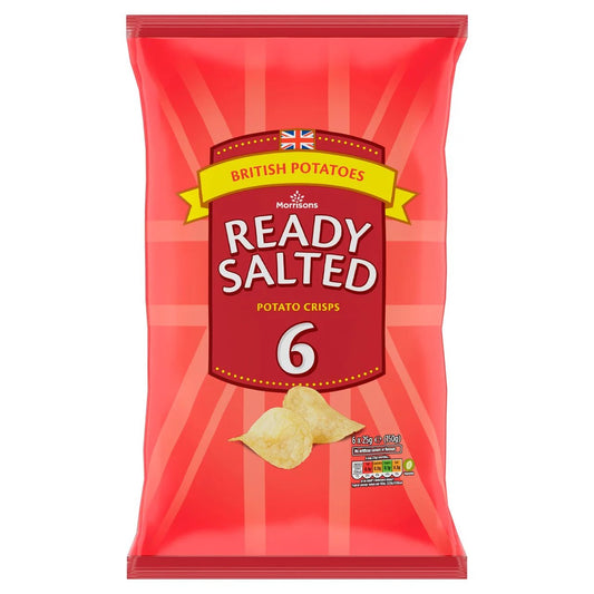Morrisons Ready Salted Crisps 6 pack - UK Food & Drink - 5010251433644