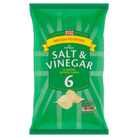 Morrisons Salt & Vinegar Crisps 6 pack - UK Food & Drink - 5010251433651