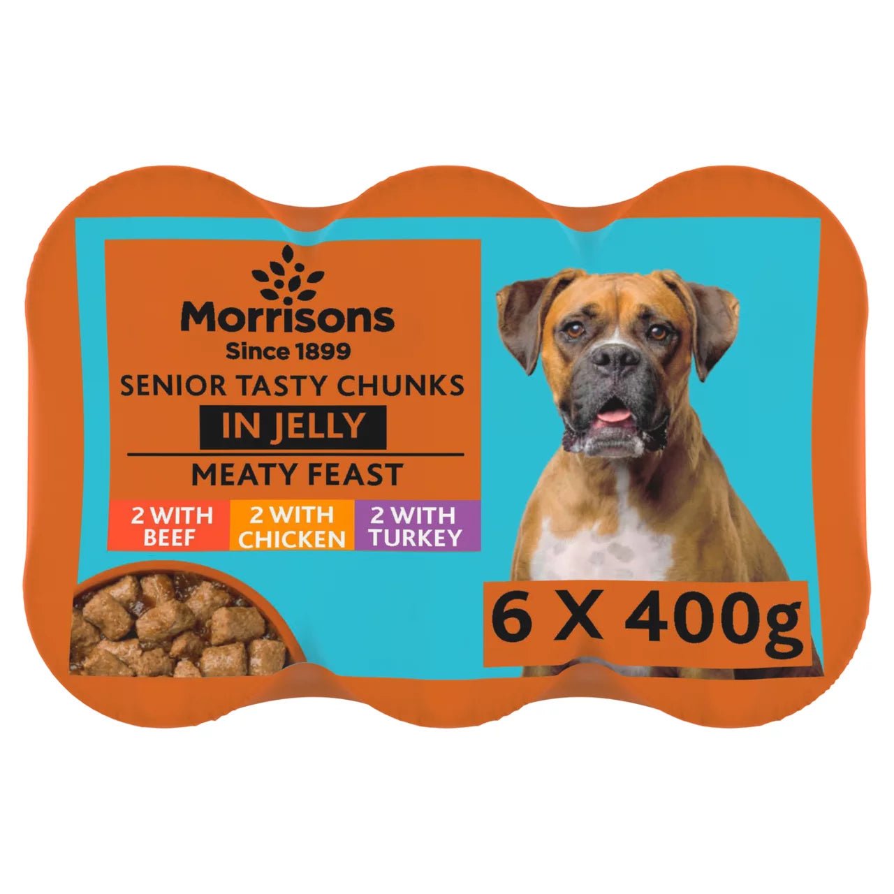 Morrisons Senior Dog Food Meat Chunks in Jelly 6 x 400g - UK Food & Drink - 5010525088518