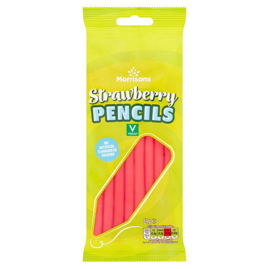 Morrisons Strawberry Pencils 65g - UK Food & Drink - 5010251840794