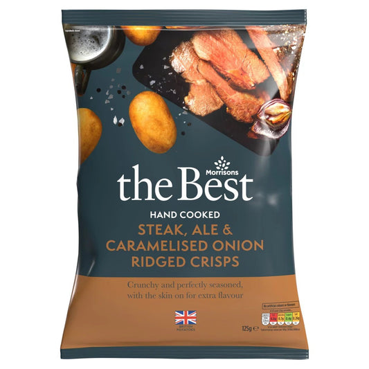 Morrisons The Best Beef Ale & Roasted Onion Crisps 125g - UK Food & Drink - 5010525167664