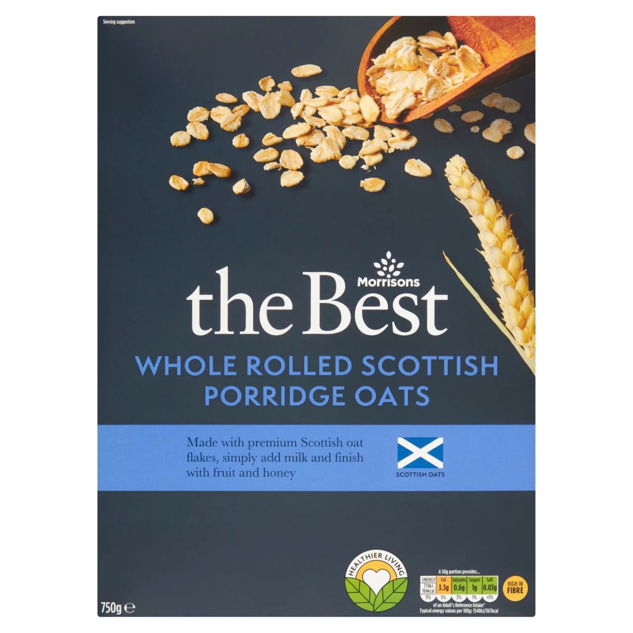 Morrisons The Best Whole Rolled Scottish Porridge Oats 750g - UK Food & Drink - 5010251756774