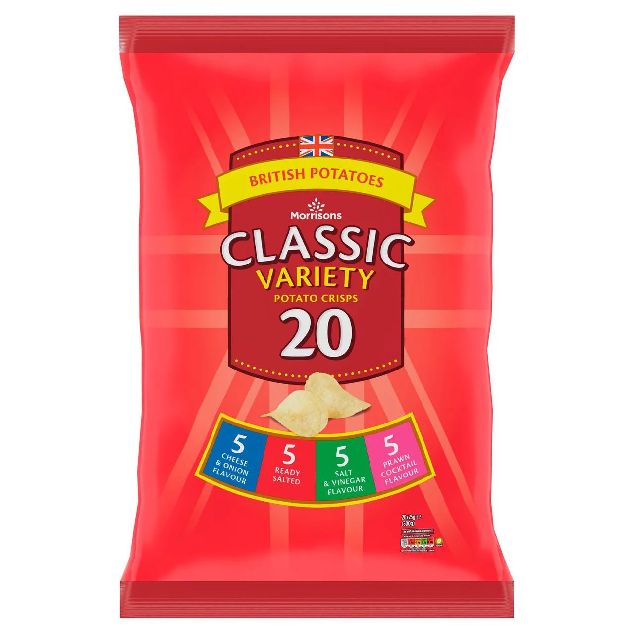 Morrisons Variety Mix Crisps 20x25g - UK Food & Drink - 5010251689164