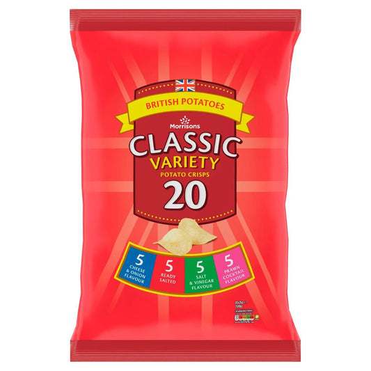 Morrisons Variety Mix Crisps 20x25g - UK Food & Drink - 5010251689164