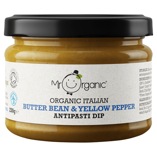 Mr Organic Organic Italian Butter Bean & Yellow Pepper Antipasti Dip 230g - UK Food & Drink - 5060178074895