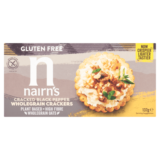 Nairn's Cracked Black Pepper Wholegrain Crackers 137g - UK Food & Drink - 612322001759