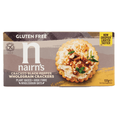 Nairn's Cracked Black Pepper Wholegrain Crackers 137g - UK Food & Drink - 612322001759