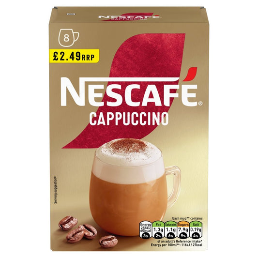 Nescafe Cappuccino 8 x 15.5g (124g) - UK Food & Drink - 8445291271456