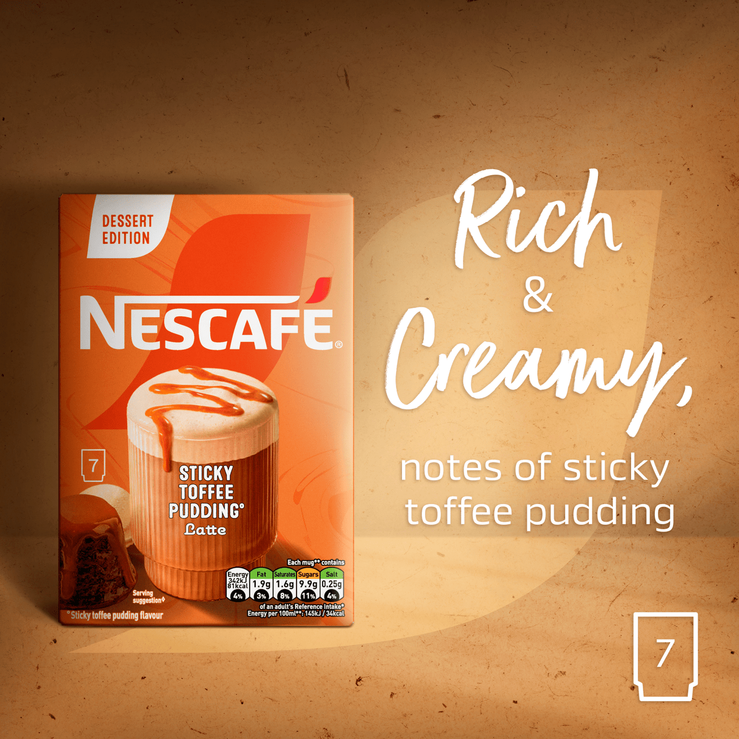 Nescafé Dessert Edition Sticky Toffee Pudding Latte 7 x 20g (140g) - UK Food & Drink - 8445290771414