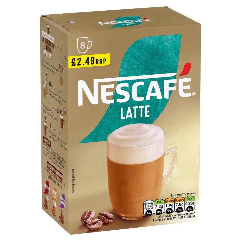Nescafé Latte 8 x 18g (144g) - UK Food & Drink - 8445291271470
