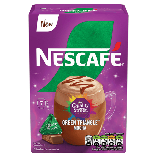 Nescafé Quality Street Green Triangle Hazelnut Flavour Mocha 7 x 19g (133g) - UK Food & Drink - 8445291157736