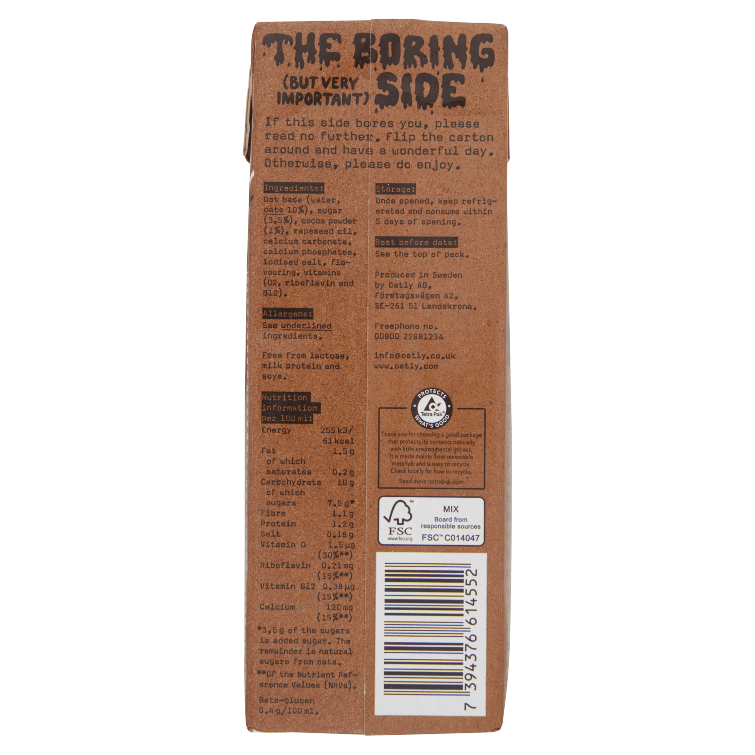 Oatly! Oat Drink Chocolate 1L - UK Food & Drink - 7394376614552