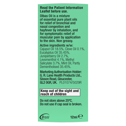 Olbas Oil Inhalant Decongestant 12ml - UK Food & Drink - 5000477671180