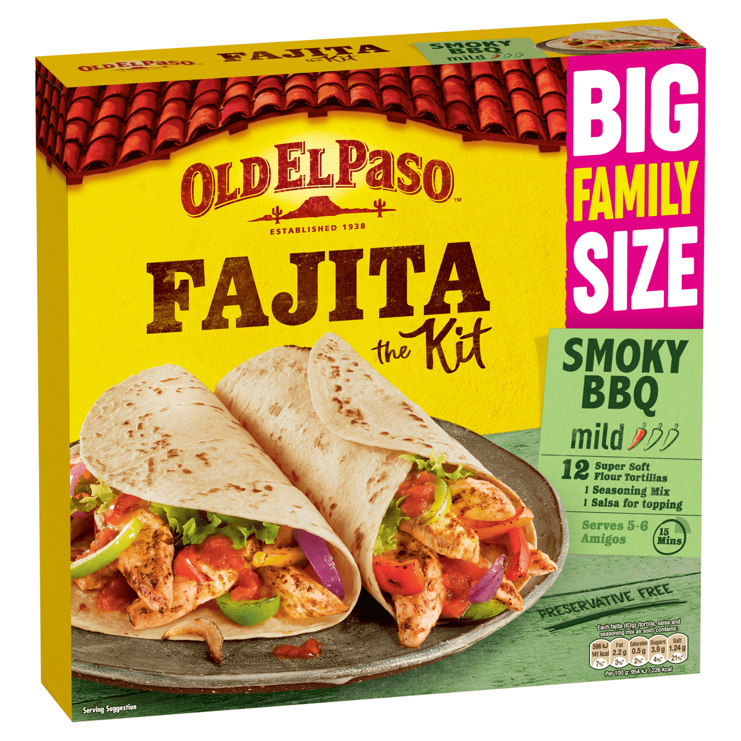 Old El Paso Smoky BBQ Fajita Kit Family Pack 750g - UK Food & Drink - 8410076471185