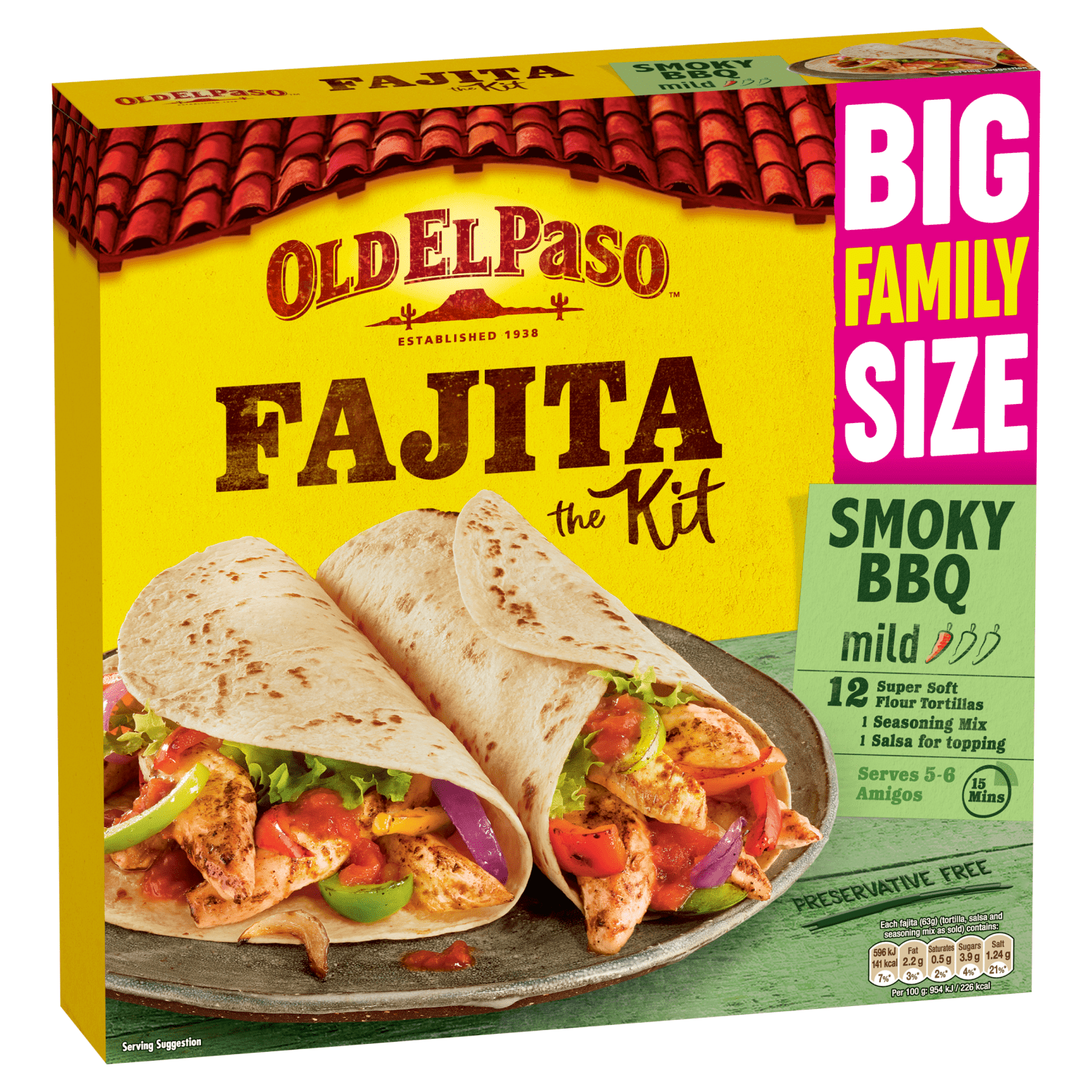 Old El Paso Smoky BBQ Fajita Kit Family Pack 750g - UK Food & Drink - 8410076471185